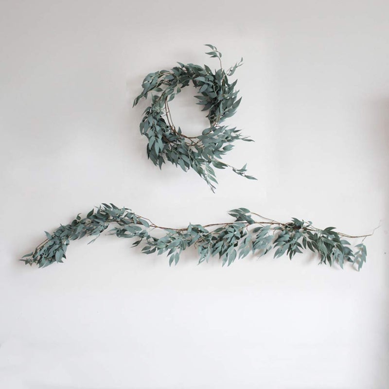 LJDJ Gray Green Leaf Garland Decorations - 5.4 Feet Artificial Silk Fabric Willow Plant Leaves Vines Twigs Garland String Wedding Decor Jungle Luau Safari Party Supplies Faux Greenery Crowns Wreath - Image 5